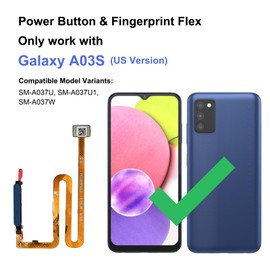for Galaxy A03S Power Button & Fingerprint Sensor Flex Replacement Repair Part, Compatible with A03S SM-A037U, with Toolkit, Blue