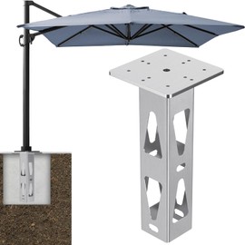 Dolibest Heavy Duty In-Ground Umbrella Base, Universal Steel Rustproof Steel Ground Umbrella Stand, Space-Saver Steel Anchor for Outdoor Offset Cantilever and Middle Pole Patio Umbrellas
