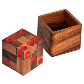 Cube Puzzle Box Small, Puzzle a Play Cube Together, Soma Cube with Coloured Dots as Wooden Puzzle, Puzzle Wood IQ Puzzle, Cube Puzzle, Soma Cube, Laying Puzzle, 3D Puzzle
