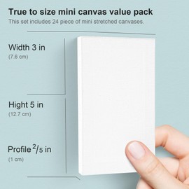 AUREUO Mini Stretched Canvas - 3x5 Inch/24 Pack - 2/5 Inch Profile Small Square Canvas - Gift Set Bulk Pack Canvases for Acrylic Painting & Craft