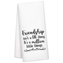 WUUCKOO Friendship Isn't a Big Thing, It's a Million Little Things Kitchen Towel, Housewarming New Home Birthday Gifts for Women Mom Friend Sister Neighbor, Friendship Gifts for Women Friend