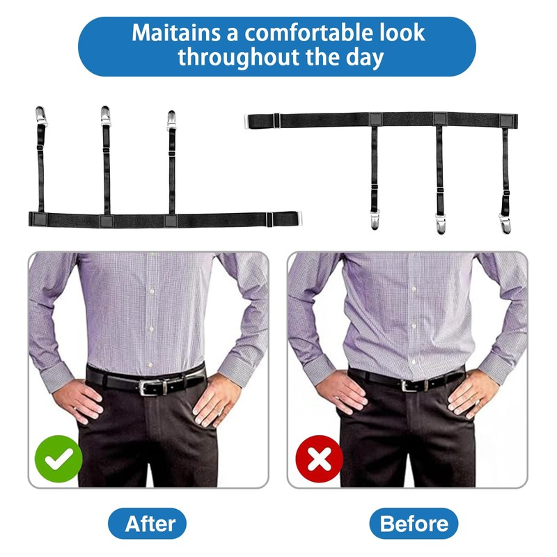 ZYETGH Pack of 4 Men's Shirt Holders, Elastic Shirt Holder,