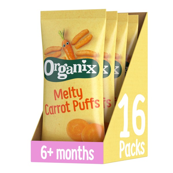 Organix Melty Carrot Puffs Organic Baby Finger Food Snack 6+ Months Multipack 4x18g (Pack of 4)