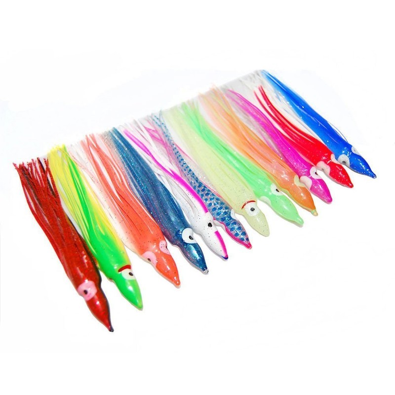 12CM 20pcs Fishing Octopus Skirts Lures Hoochie Trolling Lures Soft