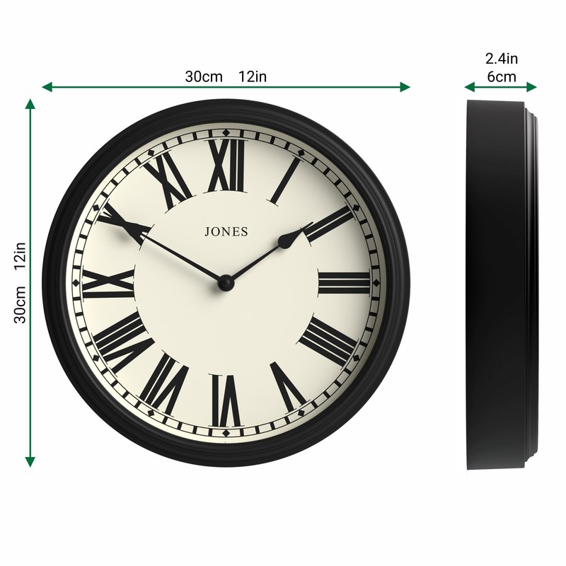 JONES CLOCKS® 'Hackney' Wall Clock – Classic Round Clock in