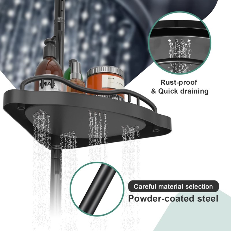 COCONUT Shower Caddy Tension Pole, 54-114 Inch Rustproof Corner Shower