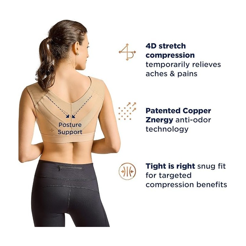 Tommie Copper Shoulder Support Bra, Posture Corrector for Women, with