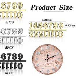 15 Pieces Clock Numerals Kit in Black Silver Gold DIY Digital Clock Numbers Clock Hands Replacement Parts Clock Accessories for Home Art Decor (Arabic Numerals)