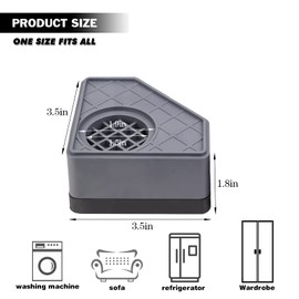 Anti Vibration Pads for Washing Machine - Washer and Dryer Pedestals High Hard Wearing Square Rubber Foot Pads, Noise Cancelling and Shock Support Protects Pedestals (4 Pcs)