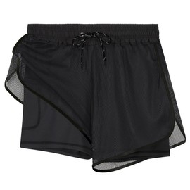 APTRO Women's Swimming Shorts Swimming Shorts Beach Surf Shorts with Inner Shorts, Net Plain Black W91