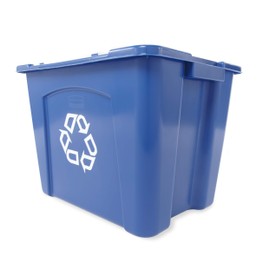 Rubbermaid Commercial Products Stackable Recycling Bin, 14 Gallon, Blue Storage Container, For Garage/Kitchen use for Boxes/Paper Recycle (Pack of 6)
