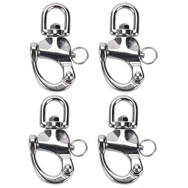Amarine Made 4 Pack of Swivel Eye Snap Shackle Quick Release Bail Rigging Sailing Boat Marine 304 Stainless Steel for Sailboat Spinnaker Halyard (2-3/4")