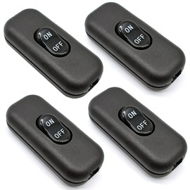 On Off Button Switch, PLUSPOE 4 Pack DPST Control Cord Cable Switch for Bedroom Table Lamp Desk LED Lights Appliances