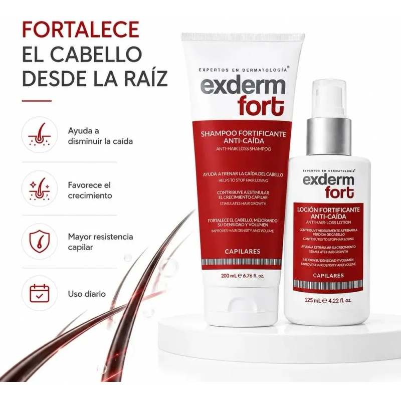 Kit Exderm Fort Shampoo + Loción Anticaída Cabello Revitalizado