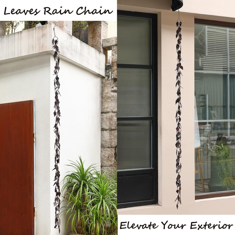 8.5 FT Rain Chain, Leaves Rain Chains for Gutters and