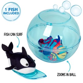 John Adams Zhu Zhu Pets | Zhu Zhu Aquarium Bubble Ball & Surfboard Starter Playset WITH Fish | Electronic Pets | Ages 4+, Blue