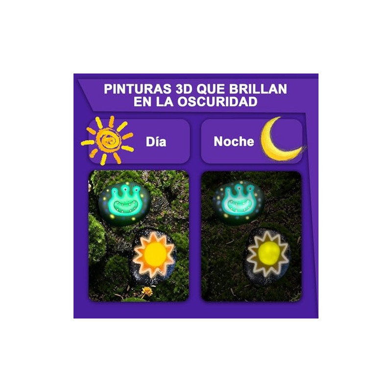 Kit Pintura Rocas Brillantes Oscuridad Set Completo Arte Manualidades Infantil