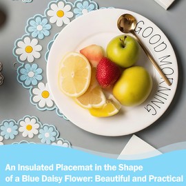 1pc Blue Daisy Flower Trivet Heat Proof Mat, Non Slip Coaster for Hot Pots and Pans, Heat Resistant Mat Suitable for Kitchen or Dining Worktops