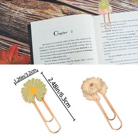 7 PCS Daisy Paper Clips Metal Paperclip Large Size Paper Clip Cute Bookmark Colorful Office Supplies Present for Teacher & Students, Bookmark Clamp Desk Accessories Stationery for School