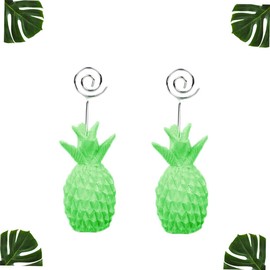 Gadpiparty 2pcs Pineapple Shaped Memo Clips Green Metal Photo Holders for Weddings Parties and Desk Use Stylish Tabletop Decoration for Notes Cards and Pictures