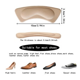 Heel Grips & Pads for Loose Shoes - Stop Slip, Prevent Blisters, Improve Fit & Comfort | Filler Inserts for Shoes Too Big | 8 Pairs | Pale Apricot/Black (rosybrown+Black, A)