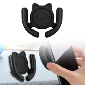 HOMEFOX Multi-Surface Holder Car Mount 1 Pack Compatible for Popsocket Grip Holder for Pop Mount Device Support Accessory Home Office Desk Wall Mount Cute Cat Strong Adhesive Stick Pad, Black