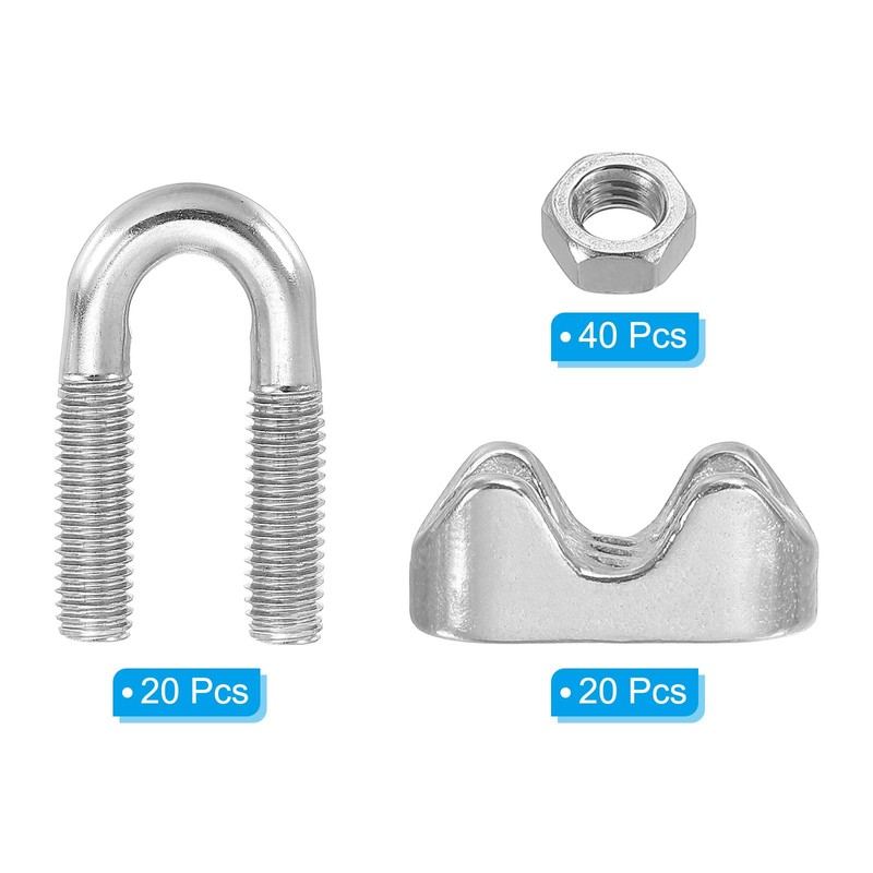 PATIKIL 3/16 Inch M5 Wire Rope Clamp Clip, 20 Pcs