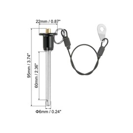 PATIKIL Quick Release Pin 1/4" x 2.36" Ball Lock Pin 304 Stainless Steel Quick Release Fastening Safety Locating Pin 25cm Lanyard Cable with Push Button (6 x 60mm)