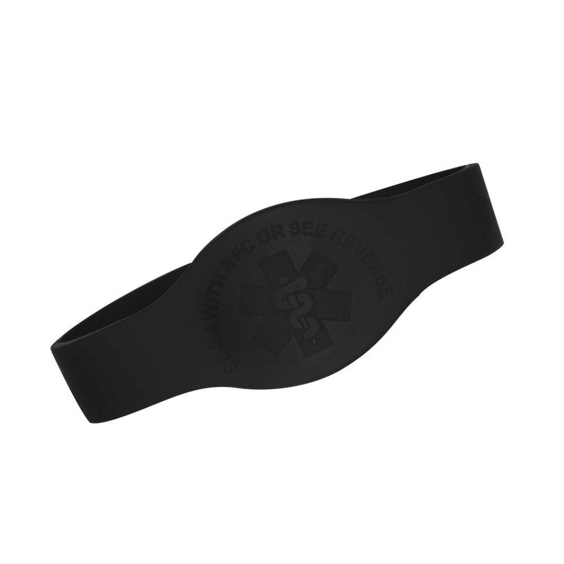 Tap2Tag 189 mm Large Black Teardrop Medical Alert Wristband