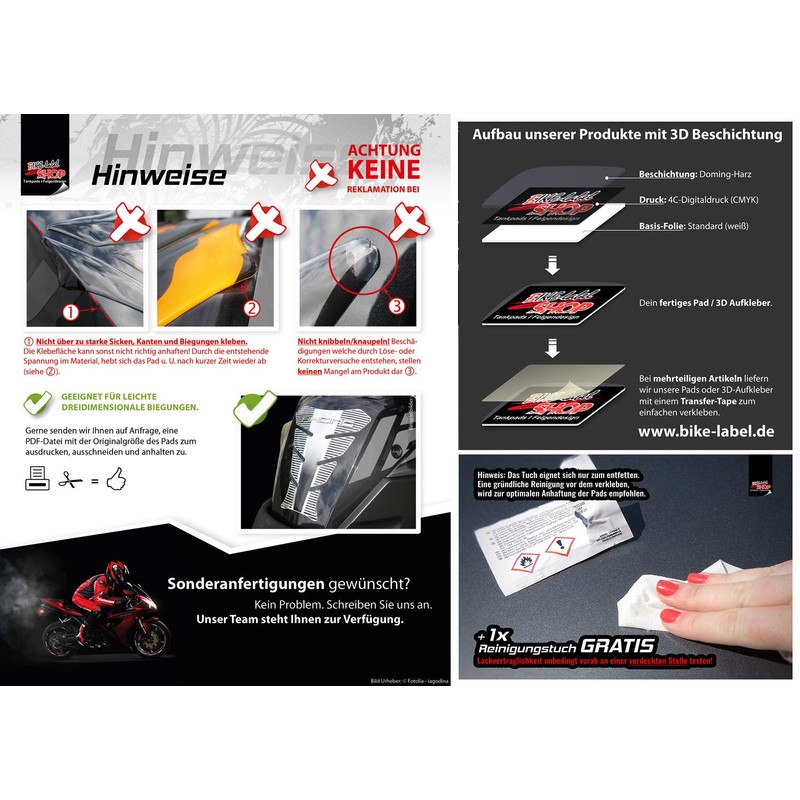 BIKE-label Tank Pad Side Motorcycle Paint Protection Sticker Flash Pink