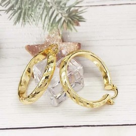 Unbranded Real Gold filled Round Hoop Earrings 18k Layered 50mm