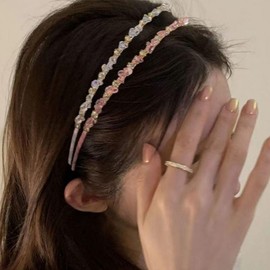 Women's 5-Color Lumiere Crystal Point Headband Headband Champagne Gold/ONE