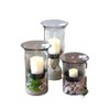 Glass Hurricane Pillar Candle Holder with Rustic Metal Insert, Perfect