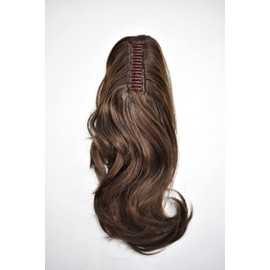 Natural Women Wavy Chic Claw Jaw Clip Ponytail Flirty Layered Hair Extension 14" Curly High Temperature Fiber Synthetic Hair Extension 8# Medium Chestnut Brown