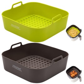 NEWITEE Air Fryer Silicone Liners Reusable, BPA Free Platinum Silicone Air Fryer Liners Perfectly Fit 5 QT Square Air Fryers Silicone Air Fryer Basket Baking Tray Air Fryer Inserts - 2 Pack