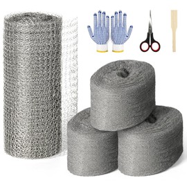 Steel Wool Mice Control, 3 Pack 2.75"*11.5FT Steel Wool & 1 Pack 5"*15FT Steel Mesh, Mouse Traps Fill Fabric DIY Kit, Hardware Cloth Gap Blocker Mouse Rat Rodent Control for Holes, Wall Cracks, Vents