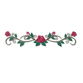 DUOOLN Large Metal Rose Wall Decor，Long Iron Scroll Vine Wall Art Above，Rustic Leaf Wall Hanging Sign，Metal Flowers Sculpture for above Door Living Room Office Indoor and Outdoor Decoration -Color 2