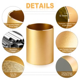 Boershun Pen Holder Pencil Holder for Desk, Metal Desk Pen Cup Holder Makeup Brush Holder, Desktop Pen Organizer and Pencil Cup for Office Desk Accessories, Gold-orange, 3.15 x 4.0 In