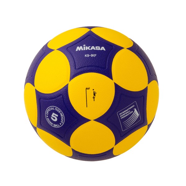 MIKASA K5-IKF Cof Ball, International Cof Ball Federation, Official Game Ball, No. 5, Artificial Leather, Yellow/Blue, Recommended Inner Pressure: 1.2 - 1.4 lbs (0.56 - 0.63 kg) per square meter