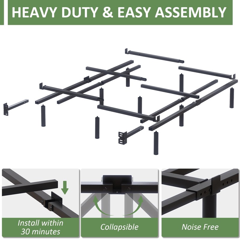 Full Metal Bed Frame, 7 Inch Low Heavy Duty Platform