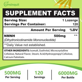 Sublingual NMNH 500mg (Dihydronicotinamide Mononucleotide) (240 Servings, NMNH 500mg per Serving) NAD Supplement to Boost NAD Levels as We Age, for Anti-Aging, Energy, Immunity, Focus - 120 Count