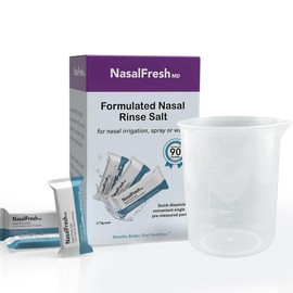 NasalFresh MD - Saline Packets - Quick Dissolving - Single Use - Pre-Measured - Nasal Irrigation - Individually Wrapped (3.75g/1.3oz) - 90 Count Refill Packets - 300mL Cup