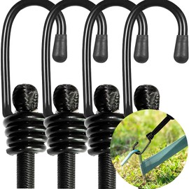 BNFGD 4Pcs Bungee Cords With Hooks, Heavy Duty Outdoor Elastic Bungee Straps, No odour Industrial Grade bungee rope For Securing Tarps, Ideal Elastic Straps for Cyclists, Motorcycle, 60, Black