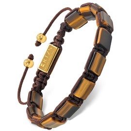 RTZN® Tigers Eye Bracelet for Men – Premium Artisan Handcrafted Golden Brown Bead Bracelets – Natural Stone Tiger Eye Spiritual Bracelets for Men – Beaded Bracelets for Men (Havana)