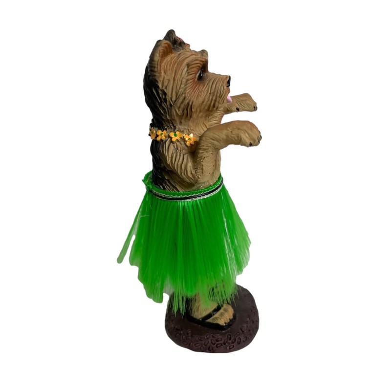 Yorkieshire Terrier Polyresin Figurine Hula Dog for Car Dashboard