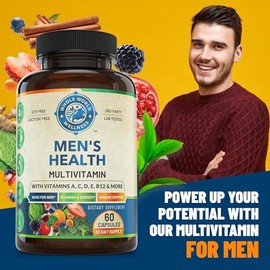 Mens Daily Multivitamin Multimineral Supplement for Energy, Focus, Stamina & Performance. Made for Men with 30+ Nutrients, Fruit & Energy Blend. Mens 