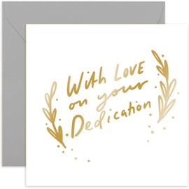 Old English Co. With Love On Your Dedication Card - Special Card for Son or Daughter - Adult or Child Boy Girl Religous Card - Grandchild, Godson, Goddaughter - Gold Foil | Blank Inside