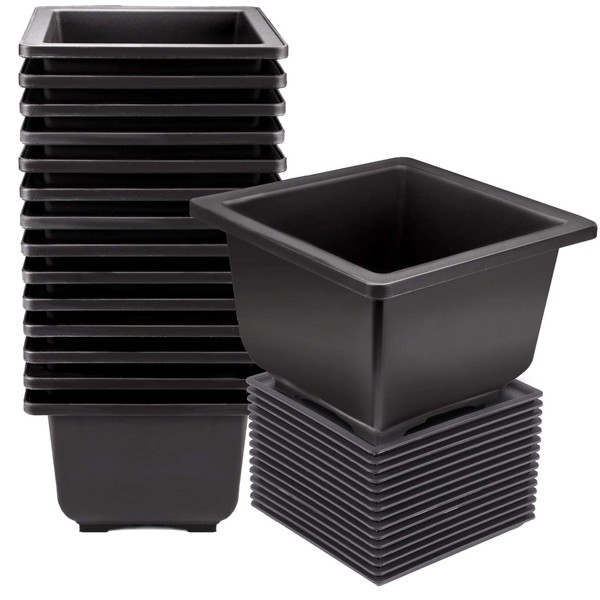 KINJOEK 15 PCS 6.7 Inch Plastic Bonsai Pots with Trays,