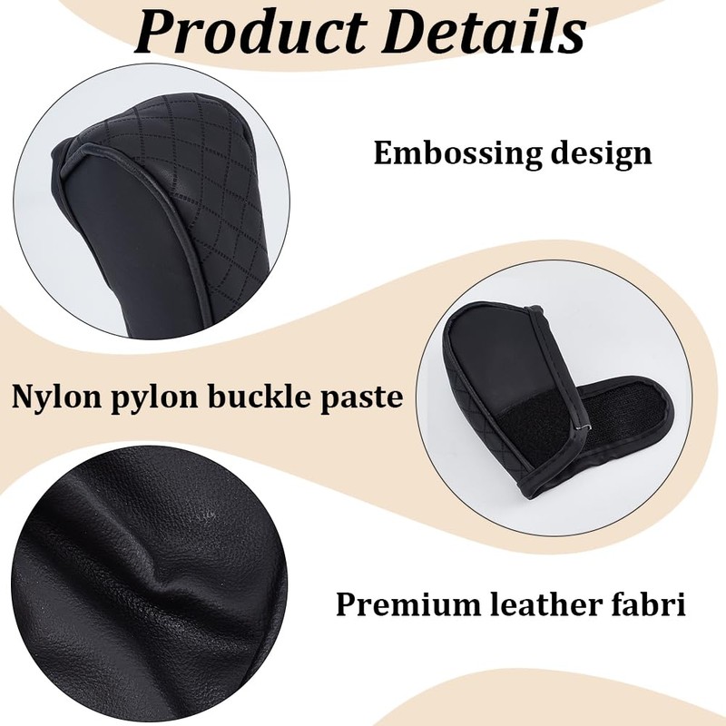 CALFOVERA Black Gear Knob Covers PU Leather Waterproof Non Slip