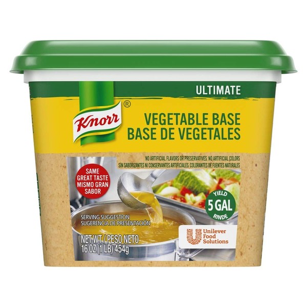 Knorr Professional Ultimate Vegetable Stock Base Vegan, Gluten Free, No Artificial Colors, Flavors or Preservatives, No added MSG, 1 lb, Pack of 6